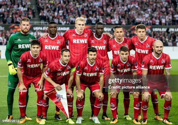 The players of Cologne pose for a team picture before the Europa League match between 1.FC Cologne vs. Red Star Belgrade at the RheinEnergieStadium...