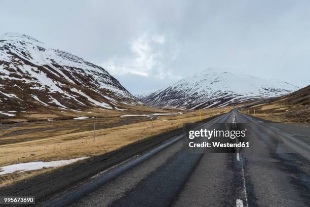 iceland, north of iceland, empty road in winter - westend61 stockfoto's en -beelden