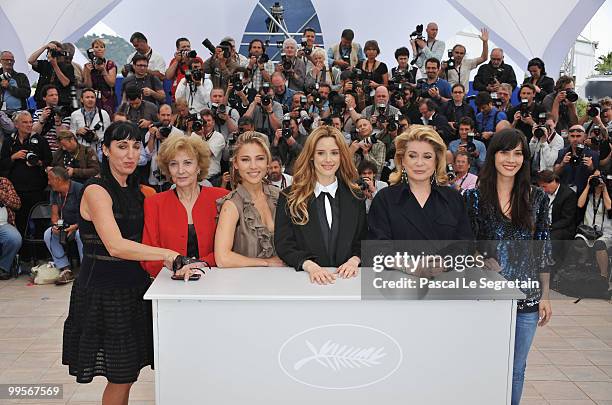 Rossy De Palma, guest, Elsa Pataky, Pilar Lopez De Ayala, Catherine Deneuve and Barbara Goenaga attend the "Homage To The Spanish Cinema" Photocall...