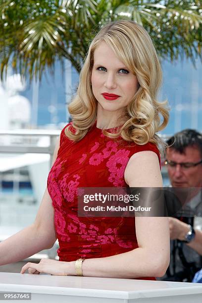 Lucy Punch attends the 'You Will Meet A Tall Dark Stranger' Photocall at the Palais des Festivals during the 63rd Annual Cannes Film Festival on May...