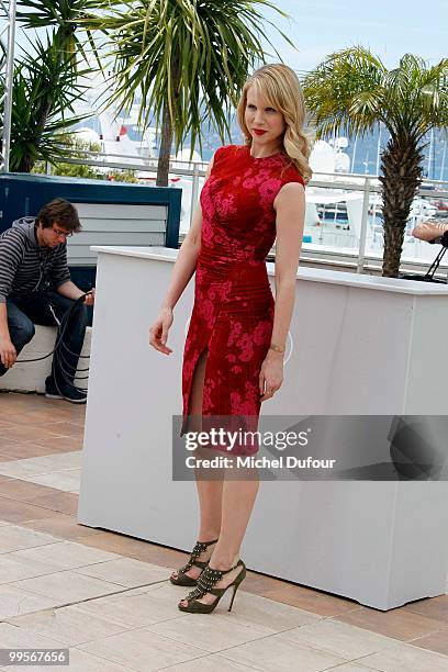 Lucy Punch attends the 'You Will Meet A Tall Dark Stranger' Photocall at the Palais des Festivals during the 63rd Annual Cannes Film Festival on May...