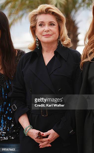 Actress Catherine Deneuve attends the "Homage To The Spanish Cinema" photocall at the Palais des Festivals during the 63rd Annual Cannes Film...