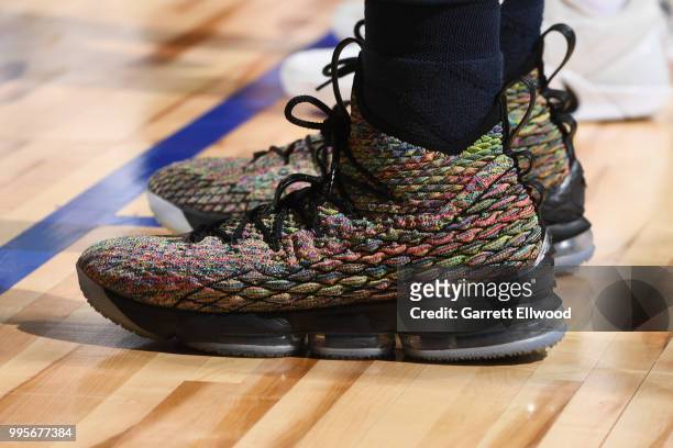 The sneakers worn by Deyonta Davis of the the Memphis Grizzlies are seen against the Sacramento Kings during the 2018 Las Vegas Summer League on July...