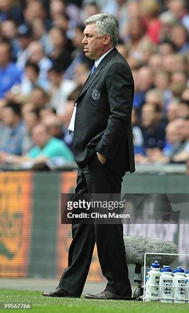 Chelsea Manager Carlo Ancelotti watches the action during the FA Cup sponsored by E.ON Final match between Chelsea and Portsmouth at Wembley Stadium...