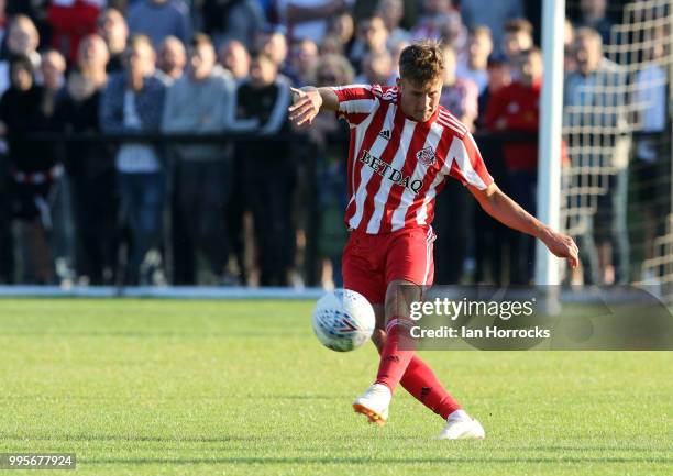 Ethan Robson of Sunderland during a pre-season friendly game between Darlington FC and Sunderland AFC at Blackwell Meadows on July 10, 2018 in...