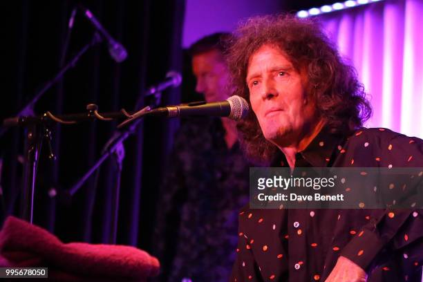 Gilbert O'Sullivan performs on stage during the Gilbert O'Sullivan showcase performance at 100 Wardour St on July 10, 2018 in London, England.