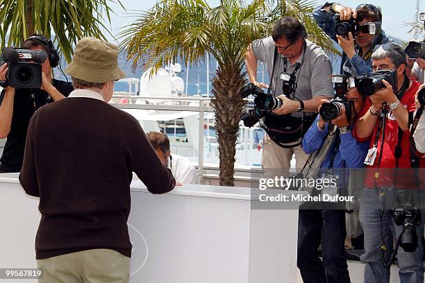 Woody Allen attends the 'You Will Meet A Tall Dark Stranger' Photocall at the Palais des Festivals during the 63rd Annual Cannes Film Festival on May...