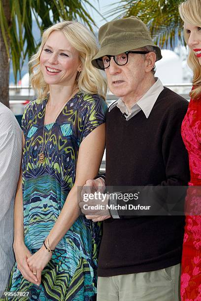 Naomi Watts and Woody Allen attend the 'You Will Meet A Tall Dark Stranger' Photocall at the Palais des Festivals during the 63rd Annual Cannes Film...