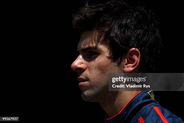 Jaime Alguersuari of Spain and Scuderia Toro Rosso prepares to drive during qualifying for the Monaco Formula One Grand Prix at the Monte Carlo...