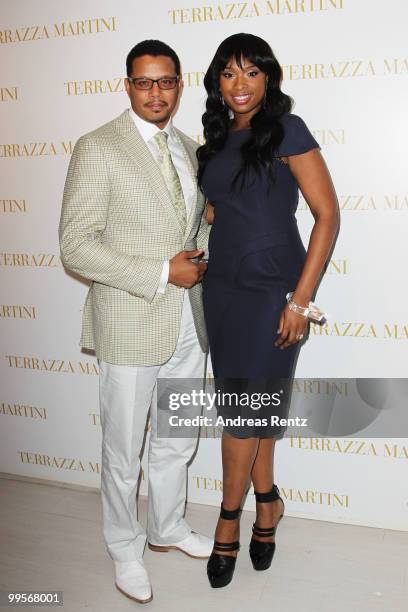 Actors Terrence Howard and Jennifer Hudson during the Jennifer Hudson Film Announcement at the Martini Terrace during the 63rd Annual Cannes Film...