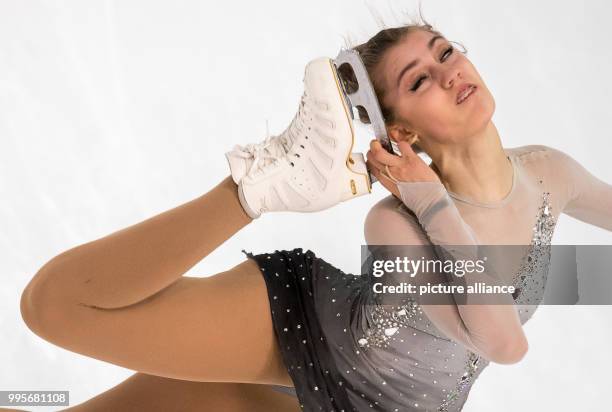 Alexia Paganini from Switzerland in action during the ladies' singles short programme of the Challenger Series Nebelhorn Trophy figure skating...