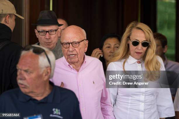 Robert Thomson, chief executive of News Corp, Rupert Murdoch, chairman of News Corp and co-chairman of 21st Century Fox, and Jerry Hall arrive at the...