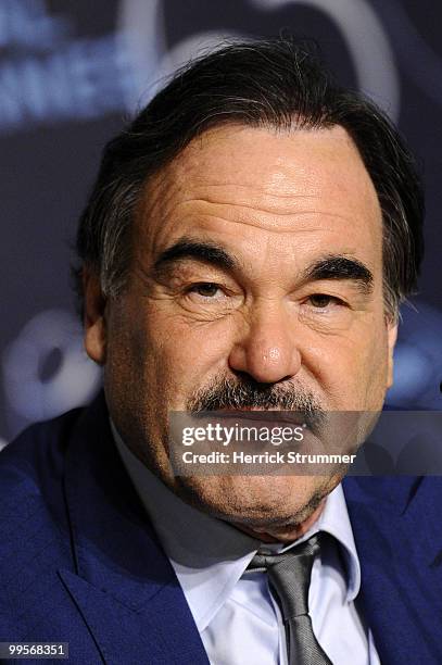 Director Oliver Stone attends the 'Wall Street: Money Never Sleeps' press conference at the Palais des Festivals during the 63rd Annual Cannes Film...