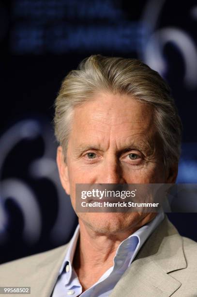 Actor Michael Douglas attends the 'Wall Street: Money Never Sleeps' press conference at the Palais des Festivals during the 63rd Annual Cannes Film...