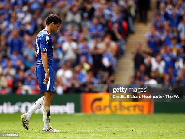 Michael Ballack of Chelsea leaves the field injured during the FA Cup sponsored by E.ON Final match between Chelsea and Portsmouth at Wembley Stadium...