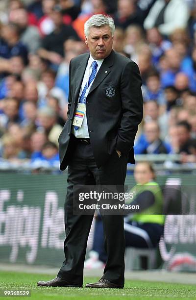 Chelsea Manager Carlo Ancelotti watches the action during the FA Cup sponsored by E.ON Final match between Chelsea and Portsmouth at Wembley Stadium...