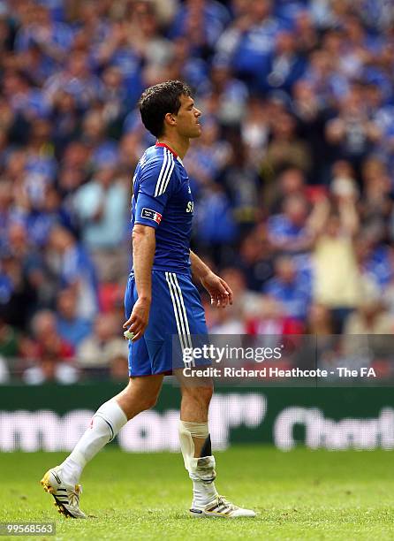 Michael Ballack of Chelsea leaves the field injured during the FA Cup sponsored by E.ON Final match between Chelsea and Portsmouth at Wembley Stadium...