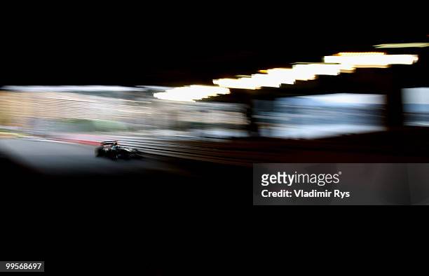 Jarno Trulli of Italy and Lotus drives during qualifying for the Monaco Formula One Grand Prix at the Monte Carlo Circuit on May 15, 2010 in Monte...