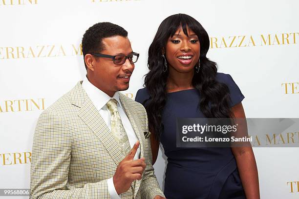 Terrence Howard and Jennifer Hudson attend the "Winnie" Press Conference at the Martini Terrazza of Cannes on May 15, 2010 in Cannes, France.