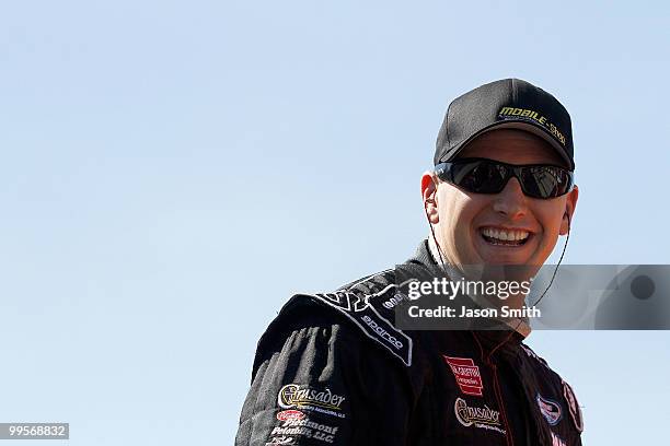 Michael McDowell, driver of the MOBILE-Shop Dodge, stands on the grid during qualifying for the NASCAR Nationwide Series Heluva Good 200 at Dover...