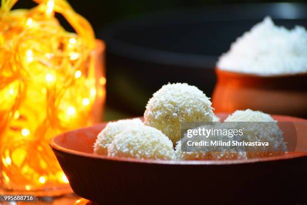 coconut laddoo - laddoo stock pictures, royalty-free photos & images