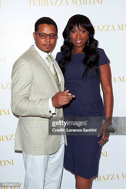 Terrence Howard and Jennifer Hudson attend the "Winnie" Press Conference at the Martini Terrazza of Cannes on May 15, 2010 in Cannes, France.