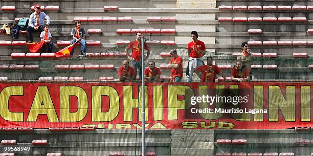 Fans of Gallipoli Calcio during the Serie B match between Reggina Calcio and Gallipoli Calcio at Stadio Oreste Granillo on May 15, 2010 in Reggio...