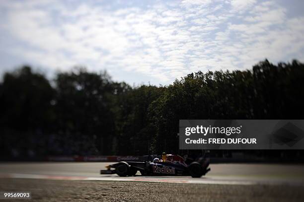 Red Bull's German driver Sebastian Vettel drives at the Autodromo Nazionale circuit on September 12, 2009 in Monza, during the qualifying session of...