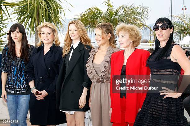 Guest, Catherine Deneuve, Pilar Lopez de Ayala, Elsa Pataky, Marisa Paredes and Rossy de Palma attend the 'Homage To The Spanish Cinema' photocall at...