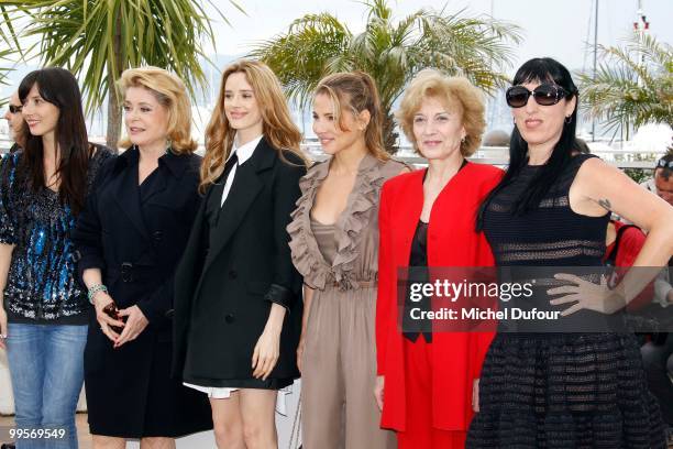 Guest, Catherine Deneuve, Pilar Lopez de Ayala, Elsa Pataky, Marisa Paredes and Rossy de Palma attend the 'Homage To The Spanish Cinema' photocall at...