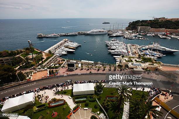 Nico Rosberg of Germany and Mercedes GP drives during qualifying for the Monaco Formula One Grand Prix at the Monte Carlo Circuit on May 15, 2010 in...