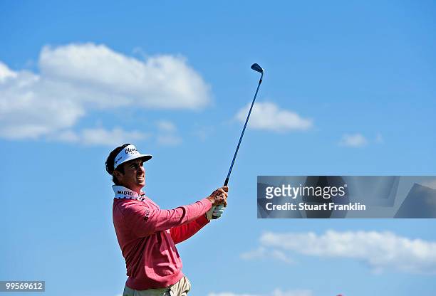 Gonzalo Fernandez - Castano of Spain plays his approach shot on the 17th hole during the third round of the Open Cala Millor Mallorca at Pula golf...