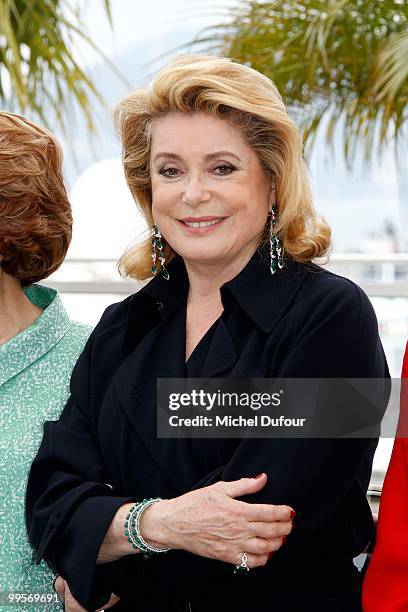 Catherine Deneuve attends the 'Homage To The Spanish Cinema' photocall at the Palais des Festivals during the 63rd Annual Cannes Film Festival on May...