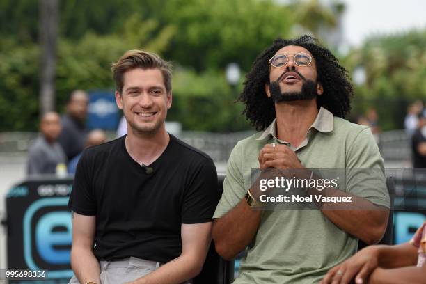 Rafael Casal and Daveed Diggs visit "Extra" at Universal Studios Hollywood on July 10, 2018 in Universal City, California.