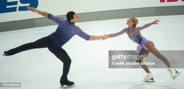 Aljona Savchenko and Bruno Massot of Germany in action during the free pair skating of the Challenger Series Nebelhorn Trophy figure skating...