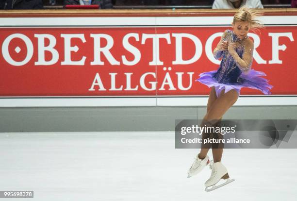 Aljona Savchenko and Bruno Massot of Germany in action during the free pair skating of the Challenger Series Nebelhorn Trophy figure skating...