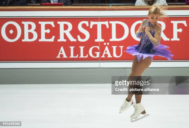 Aljona Savchenko and Bruno Massot of Germany in action during the free pair skating of the Challenger Series Nebelhorn Trophy figure skating...