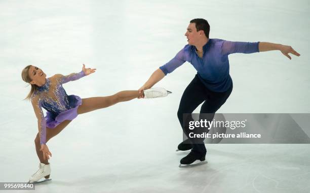 Aljona Savchenko and Bruno Massot of Germany in action during the free pair skating of the Challenger Series Nebelhorn Trophy figure skating...