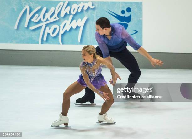 Aljona Savchenko and Bruno Massot of Germany in action during the free pair skating of the Challenger Series Nebelhorn Trophy figure skating...