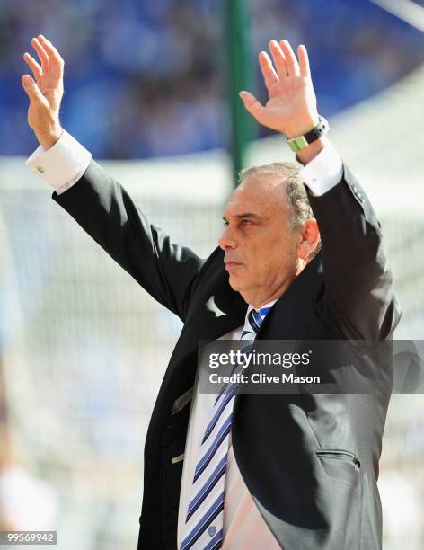 Portsmouth Manager Avram Grant salutes the fans at the end of the FA Cup sponsored by E.ON Final match between Chelsea and Portsmouth at Wembley...