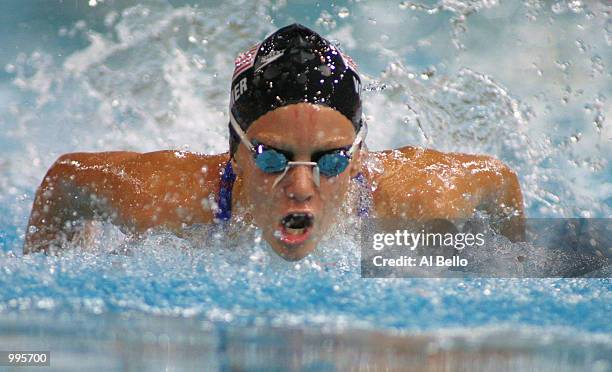 Dana Vollmer of the United States in action during the Women's 50 Meter Butterfly at the Chandler Aquatics Centre at the Goodwill Games in Brisbane,...