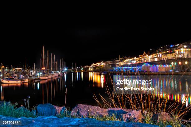 xmas lights newlyn - stubbs stock pictures, royalty-free photos & images