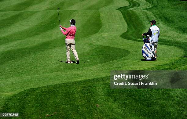 Gonzalo Fernandez - Castano of Spain plays his approach shot on the 12th hole during the third round of the Open Cala Millor Mallorca at Pula golf...