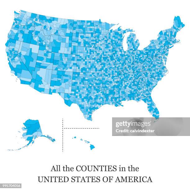 ilustrações de stock, clip art, desenhos animados e ícones de map of all the counties in the usa - american map