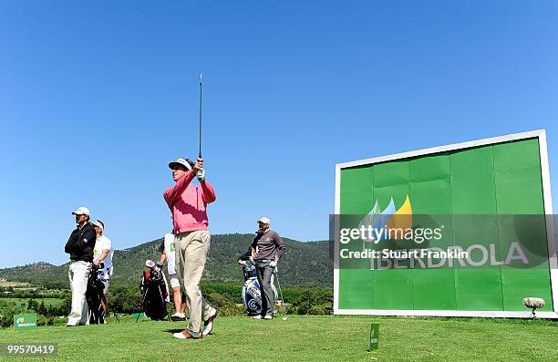 Gonzalo Fernandez - Castano of Spain plays his tee shot on the 13th hole during the third round of the Open Cala Millor Mallorca at Pula golf club on...