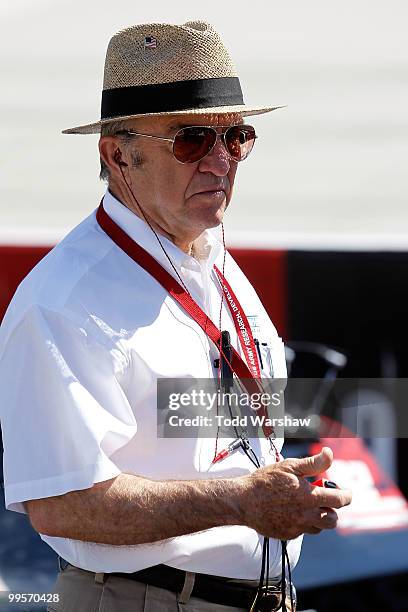 Team owner Jack Roush walks down the grid during qualifying for the NASCAR Nationwide Series Heluva Good 200 at Dover International Speedway on May...