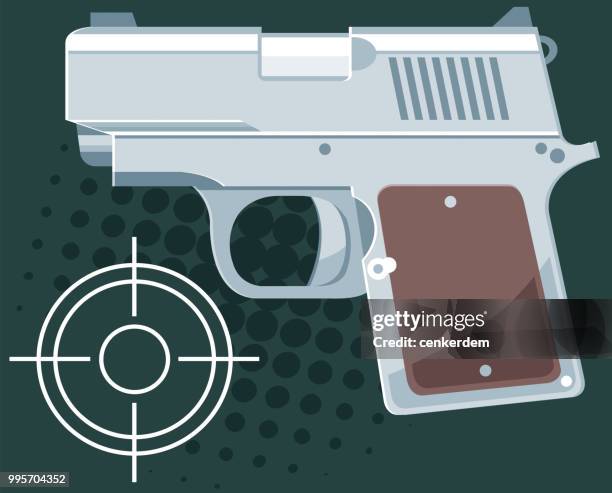 handgun and target - trigger warning stock illustrations