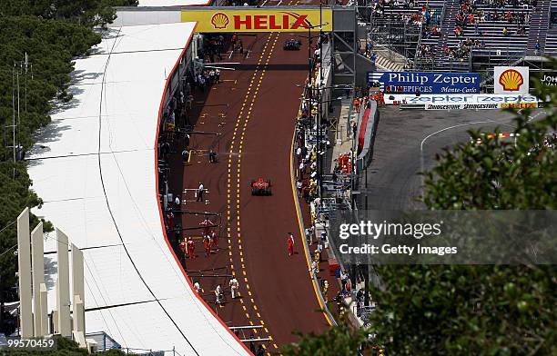 Felipe Massa of Brazil and Ferrari drives during qualifying for the Monaco Formula One Grand Prix at the Monte Carlo Circuit on May 15, 2010 in Monte...