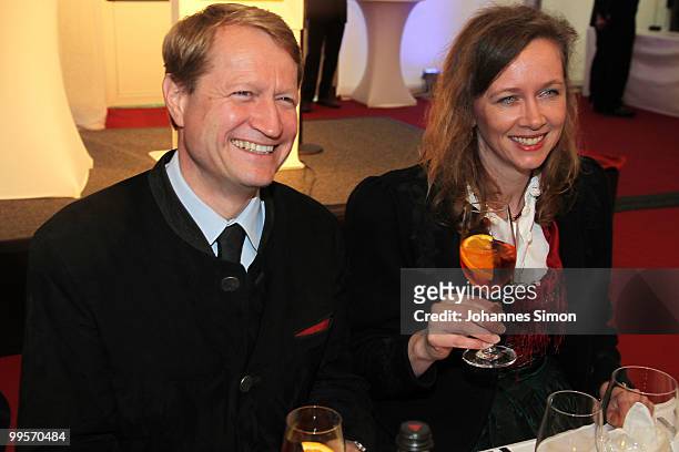Ulrich Wilhelm and his wife Andrea attend the reception of the Bavarian state governement after the first half of the premiere of the Passionplay...