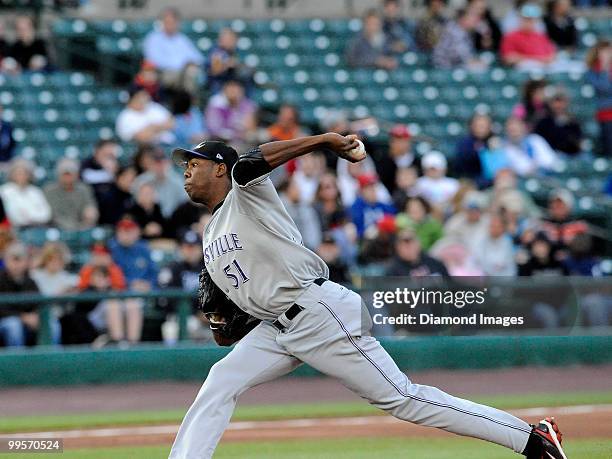 May 14, 2010: Pitcher Aroldis Chapman of the Louisville Bats throws a pitch during a game on May 14, 2010 against the Rochester Red Wings at Frontier...
